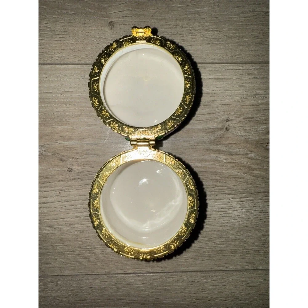 Ceramic Gift‎ Wrap Trinket Box Round Hinged Lid 5